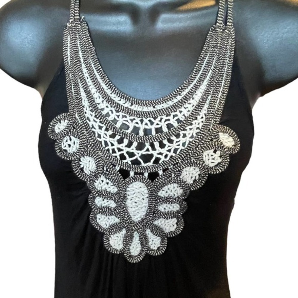 Laurie Solet Black Crochet Tank Top Size S